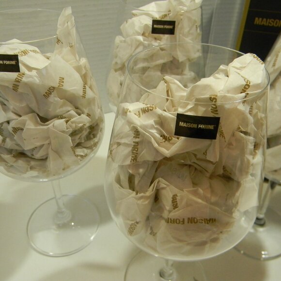 4 Bordeaux Red Wine Glasses/ Czech Crystal/ Maison Forine/ Marta/ New in Box - Picture 3 of 5